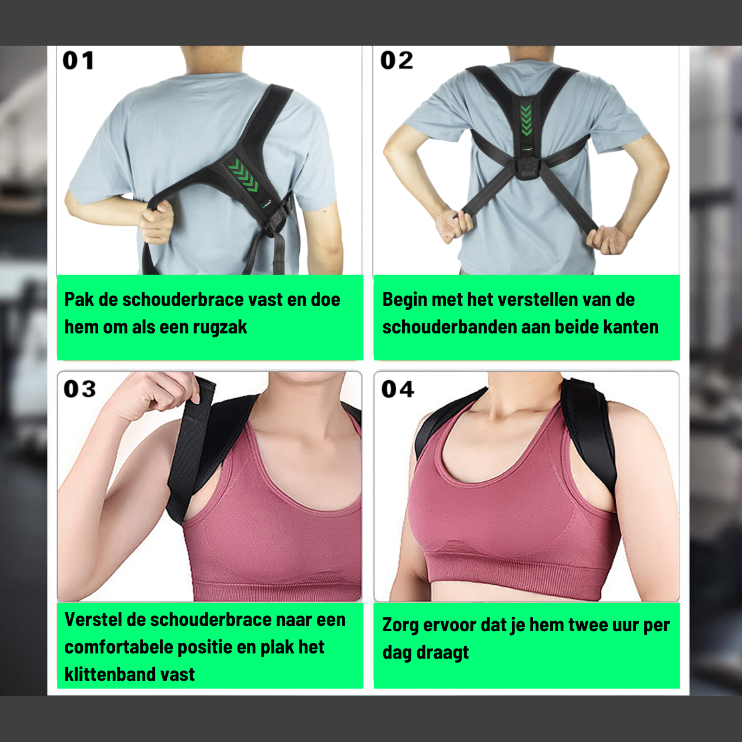 Postuur Corrector & Rugbrace – Verstelbaar – Meerdere Maten – Unisex