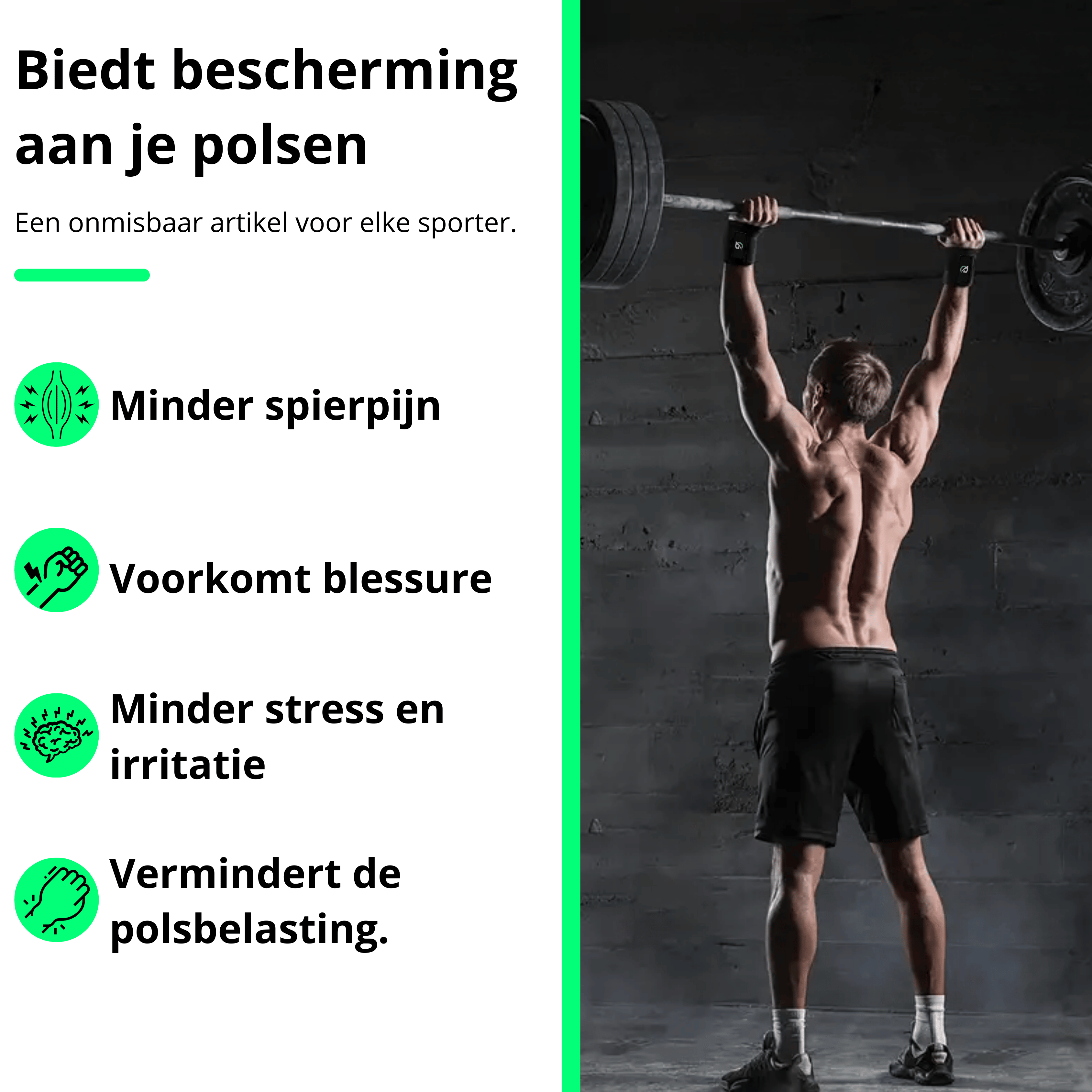 Polsbanden voor Fitness & Krachttraining – 2 Stuks – Verstelbare Wrist Wraps – Unisex – Zwart